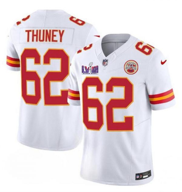 Men Kansas City Chiefs #62 Joe Thuney White F.U.S.E. Super Bowl LVIII Patch Vapor Untouchable Limited Stitched Football Jersey