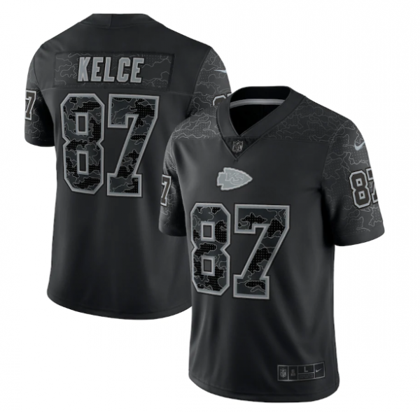 Men Kansas City Chiefs #87 Travis Kelce Black Reflective Limited Stitched Football Jersey