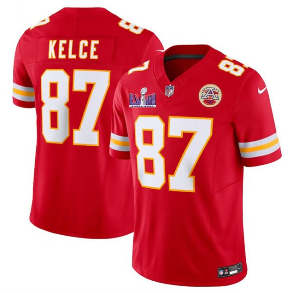 Men Kansas City Chiefs #87 Travis Kelce Red F.U.S.E. Super Bowl LVIII Patch Vapor Untouchable Limited Stitched Football Jersey