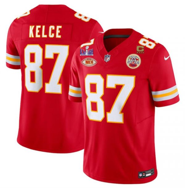 Men Kansas City Chiefs #87 Travis Kelce Red F.U.S.E. With "NKH" Patch And Super Bowl LVIII Patch Vapor Untouchable Limited Stitched Football Jersey