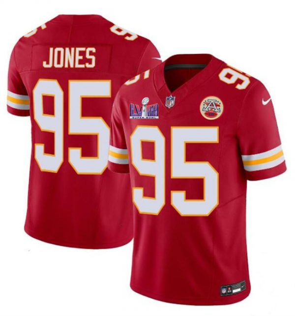 Men Kansas City Chiefs #95 Chris Jones Red F.U.S.E. Super Bowl LVIII Patch Vapor Untouchable Limited Stitched Football Jersey