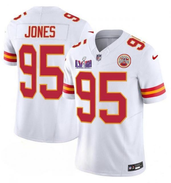 Men Kansas City Chiefs #95 Chris Jones White F.U.S.E. Super Bowl LVIII Patch Vapor Untouchable Limited Stitched Football Jersey