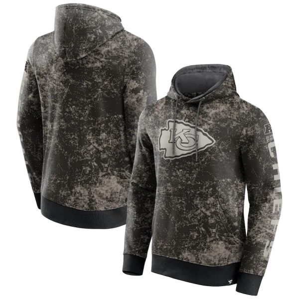 Men Kansas City Chiefs Black/Gray Blackout Tonal Pullover Hoodie
