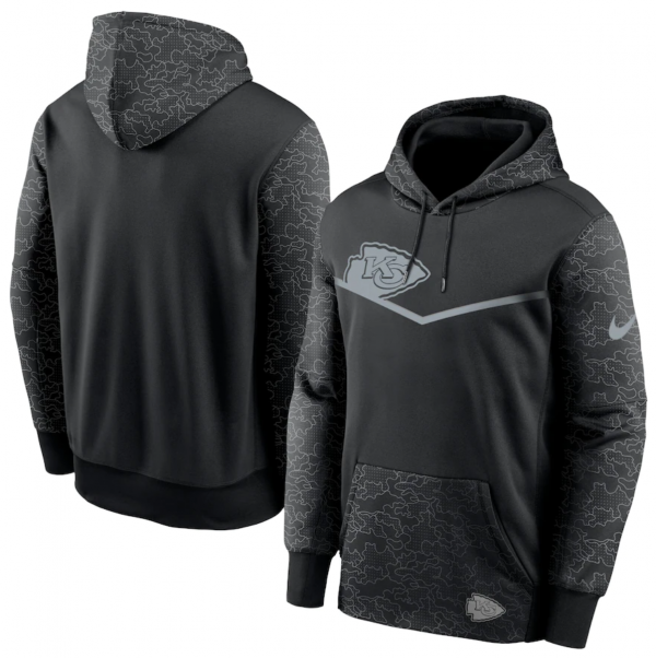 Men Kansas City Chiefs Black Reflective Therma Hoodie