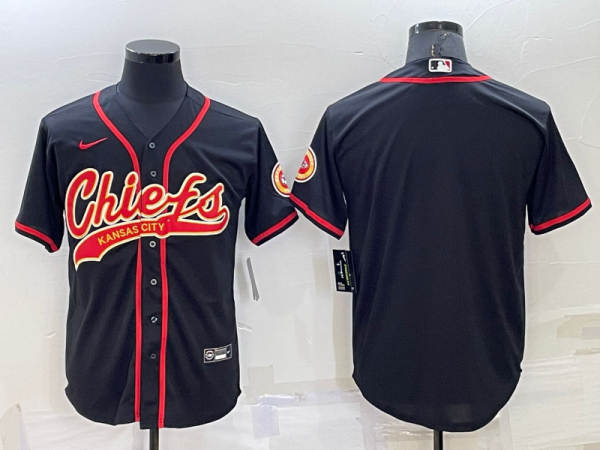 Men Kansas City Chiefs Blank Black Cool Base Stitched Baseball Jersey