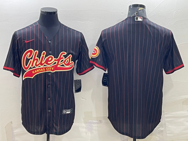 Men Kansas City Chiefs Blank Black With Patch Cool Base Stitched Baseball Jersey