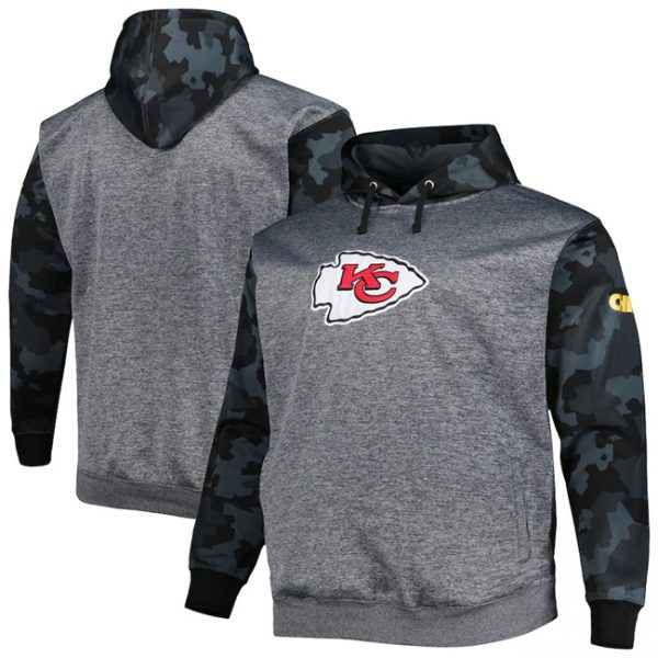 Men Kansas City Chiefs Heather Charcoal Big & Tall Camo Pullover Hoodie