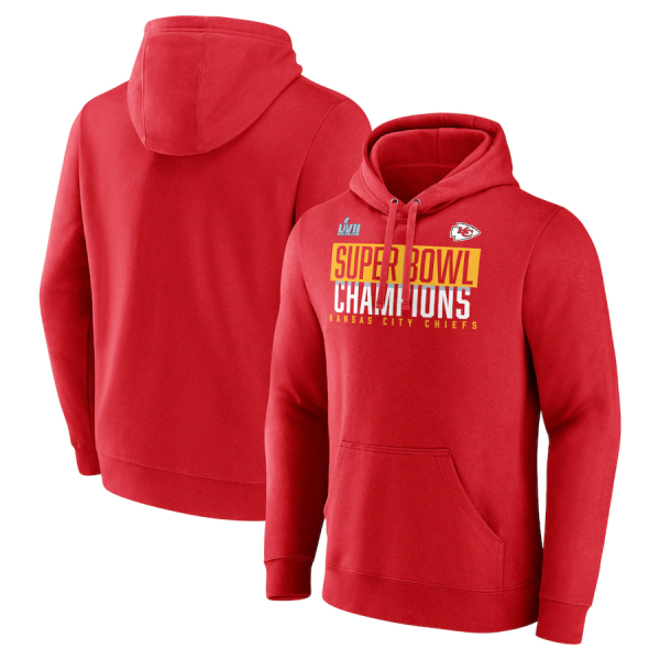 Men Kansas City Chiefs Red AFC Champions Team Slogan Pullover Hoodie