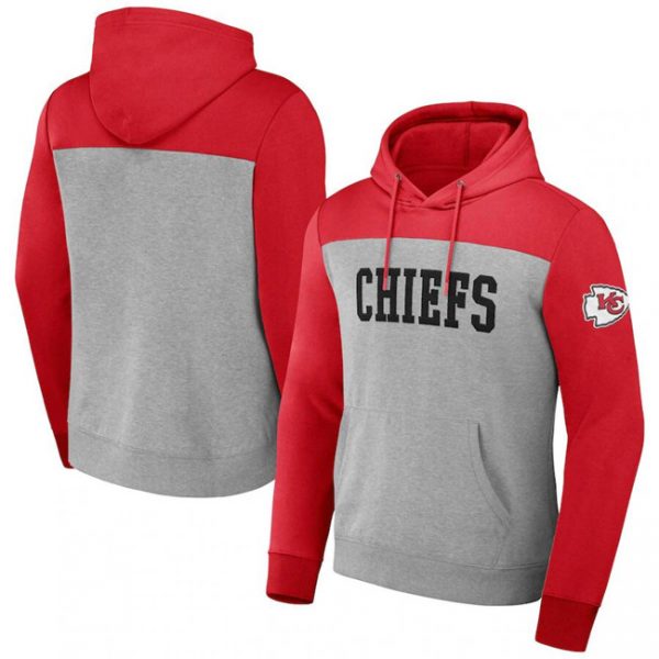 Men Kansas City Chiefs x Darius Rucker Collection Heather Gray Color Blocked Pullover Hoodie
