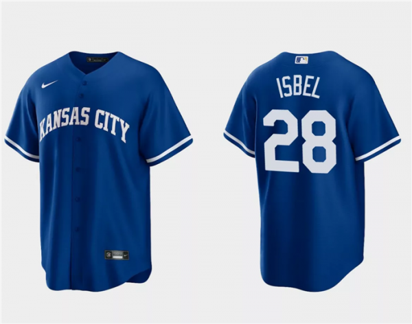 Men Kansas City Royals #28 Kyle Isbel Royal Cool Base Stitched Baseball Jersey