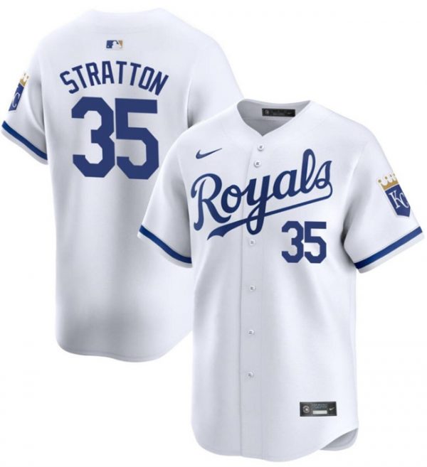 Men Kansas City Royals #35 Chris Stratton White 2024 Home Limited Cool Base Stitched Baseball Jersey