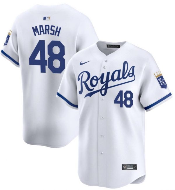 Men Kansas City Royals #48 Alec Marsh White 2024 Cool Base Home Limited Stitched Baseball Jersey