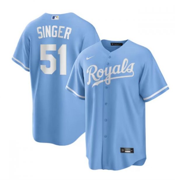 Men Kansas City Royals #51 Brady Singer Light Blue Stitched Baseball Jersey