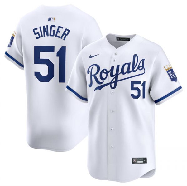 Men Kansas City Royals #51 Brady Singer White 2024 Home Limited Stitched Baseball Jersey