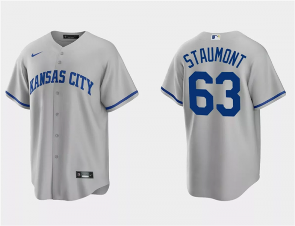Men Kansas City Royals #63 Josh Staumont Grey Cool Base Stitched Baseball Jersey
