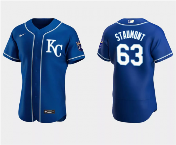 Men Kansas City Royals #63 Josh Staumont Royal Flex Base Stitched MLB Jersey