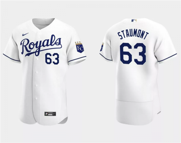 Men Kansas City Royals #63 Josh Staumont White Flex Base Stitched MLB Jersey