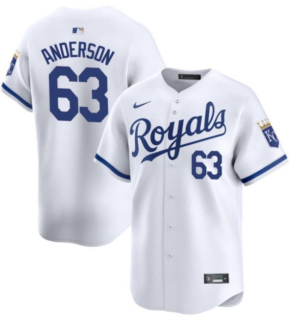 Men Kansas City Royals #63 Nick Anderson White 2024 Home Limited Cool Base Stitched Baseball Jersey