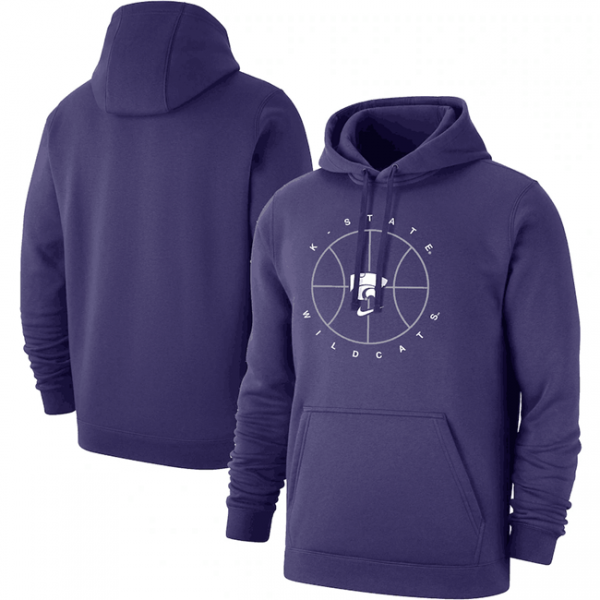 Men Kansas State Wildcats Purple Basketball Icon Club Fleece Pullover Hoodie