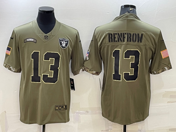 Men Las Vegas Raiders #13 Hunter Renfrow 2022 Olive Salute To Service Limited Stitched Football Jersey