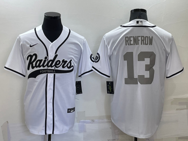 Men Las Vegas Raiders #13 Hunter Renfrow White Grey Cool Base Stitched Baseball Jersey