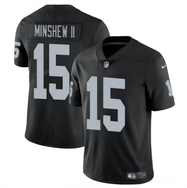 Men Las Vegas Raiders #15 Gardner Minshew II Black Vapor Stitched Football Jersey