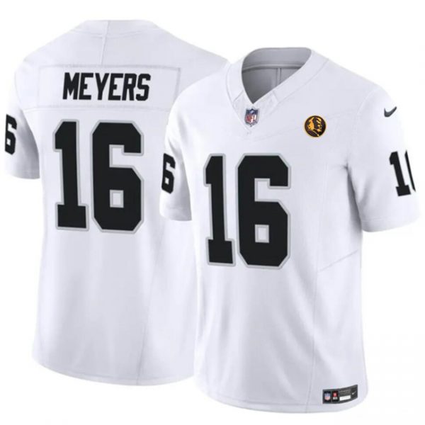 Men Las Vegas Raiders #16 Jakobi Meyers White 2023 F.U.S.E. With John Madden Patch Vapor Limited Stitched Football Jersey