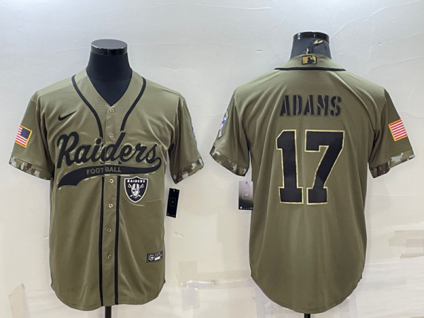 Men Las Vegas Raiders #17 Davante Adams 2022 Olive Salute to Service Cool Base Stitched Baseball Jersey