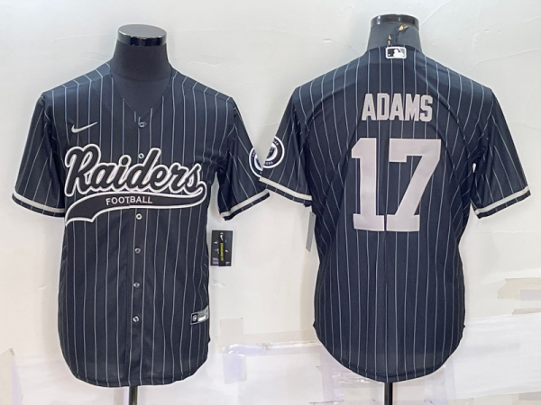 Men Las Vegas Raiders #17 Davante Adams Black With Patch Cool Base Stitched Baseball Jersey