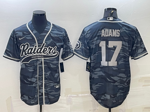 Men Las Vegas Raiders #17 Davante Adams Grey Camo With Patch Cool Base Stitched Baseball Jersey