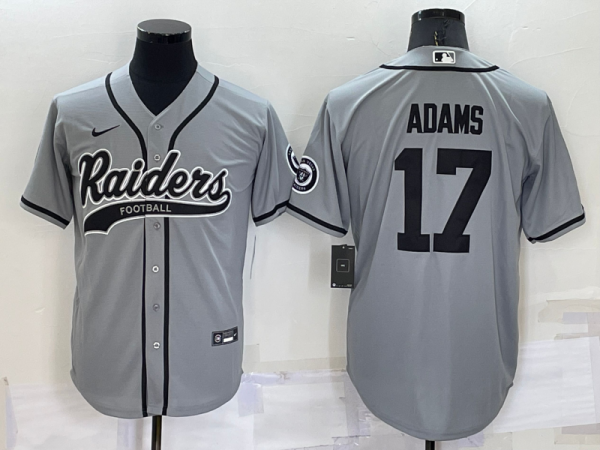 Men Las Vegas Raiders #17 Davante Adams Grey Cool Base Stitched Baseball Jersey