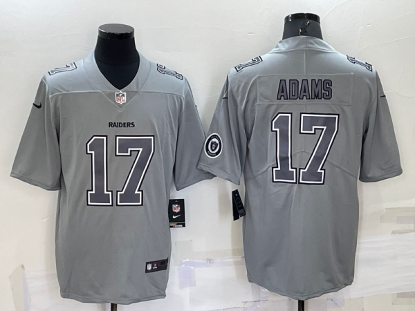 Men Las Vegas Raiders #17 Davante Adams Grey With Patch Atmosphere Fashion Stitched Jersey