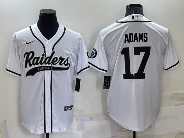 Men Las Vegas Raiders #17 Davante Adams White Cool Base Stitched Baseball Jersey
