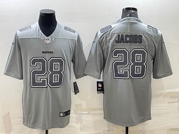 Men Las Vegas Raiders #28 Josh Jacobs Grey Atmosphere Fashion Stitched Jersey