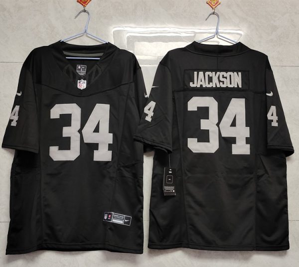Men Las Vegas Raiders #34 Bo Jackson Black 2023 F.U.S.E Vapor Untouchable Stitched Football Jersey