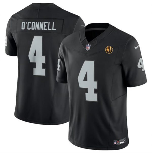 Men Las Vegas Raiders #4 Aidan O'Connell Black 2023 F.U.S.E. With John Madden Patch Vapor Limited Stitched Football Jersey