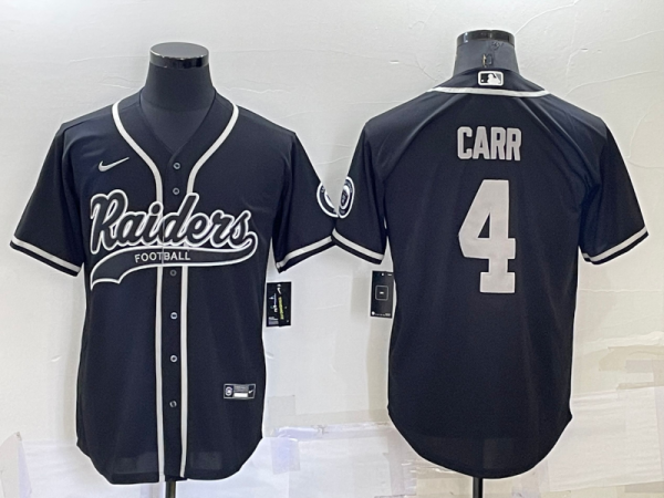 Men Las Vegas Raiders #4 Derek Carr Black Cool Base Stitched Baseball Jersey