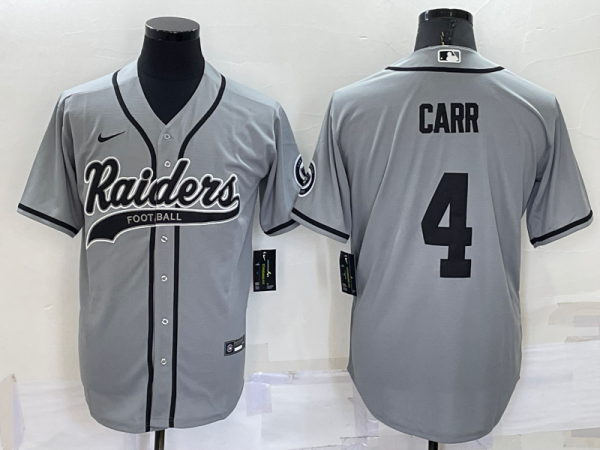 Men Las Vegas Raiders #4 Derek Carr Grey Cool Base Stitched Baseball Jersey