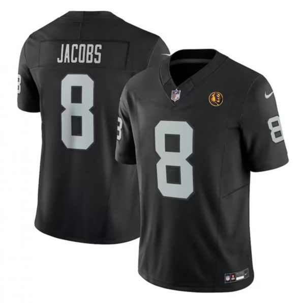 Men Las Vegas Raiders #8 Josh Jacobs Black 2023 F.U.S.E. With John Madden Patch Vapor Limited Stitched Football Jersey