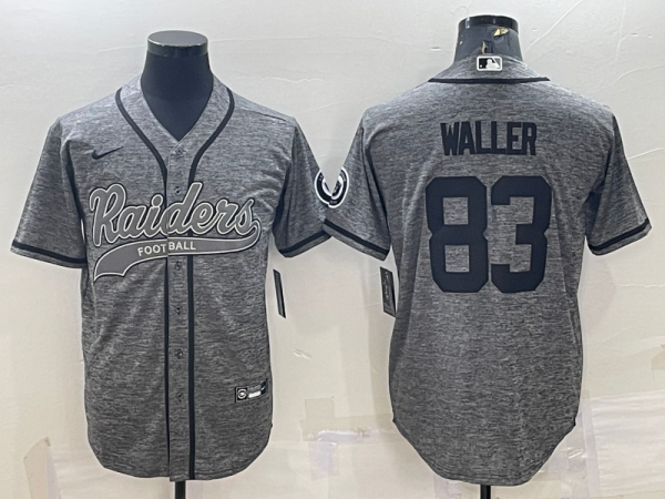 Men Las Vegas Raiders #83 Darren Waller Grey With Patch Cool Base Stitched Baseball Jersey
