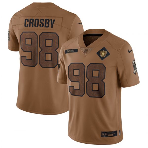 Men Las Vegas Raiders #98 Maxx Crosby 2023 Brown Salute To Service Limited Football Jersey