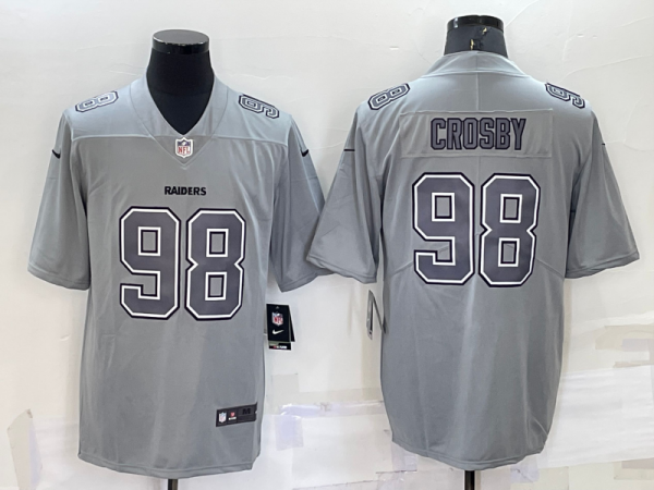 Men Las Vegas Raiders #98 Maxx Crosby Grey Atmosphere Fashion Stitched Jersey