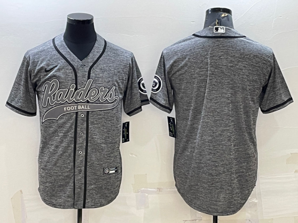 Men Las Vegas Raiders Blank Grey With Patch Cool Base Stitched Baseball Jersey