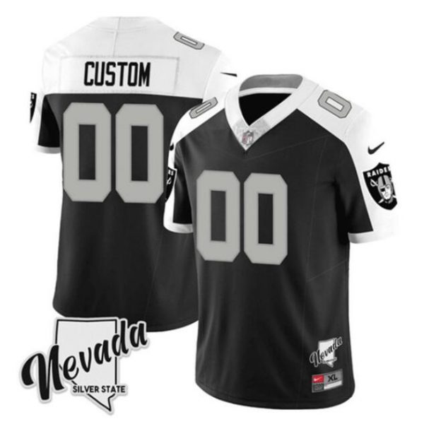 Las Vegas Raiders Customized Black/White 2023 F.U.S.E Nevada Silver Stat Stitched Jersey