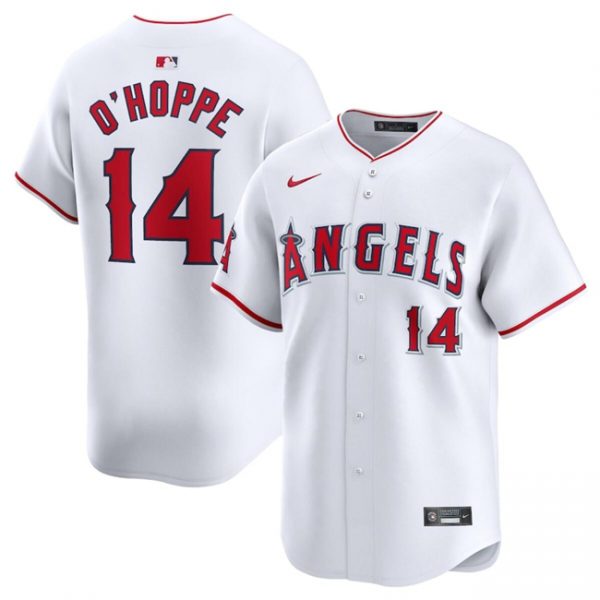 Men Los Angeles Angels #14 Logan O'Hoppe White Home Limited Stitched Baseball Jersey