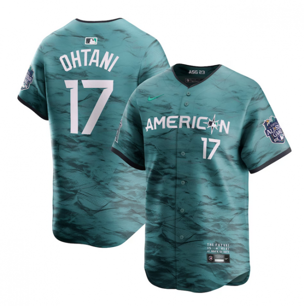 Men Los Angeles Angels #17 Shohei Ohtani Teal 2023 All-star Cool Base Stitched Jersey