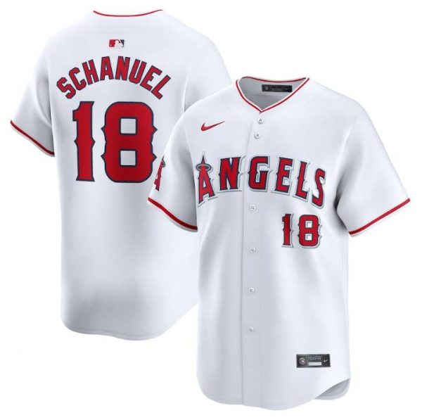 Men Los Angeles Angels #18 Nolan Schanuel White Home Limited Stitched Baseball Jersey