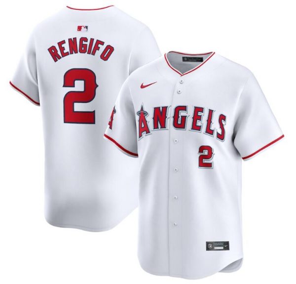 Men Los Angeles Angels #2 Luis Rengifo White Home Limited Stitched Baseball Jersey