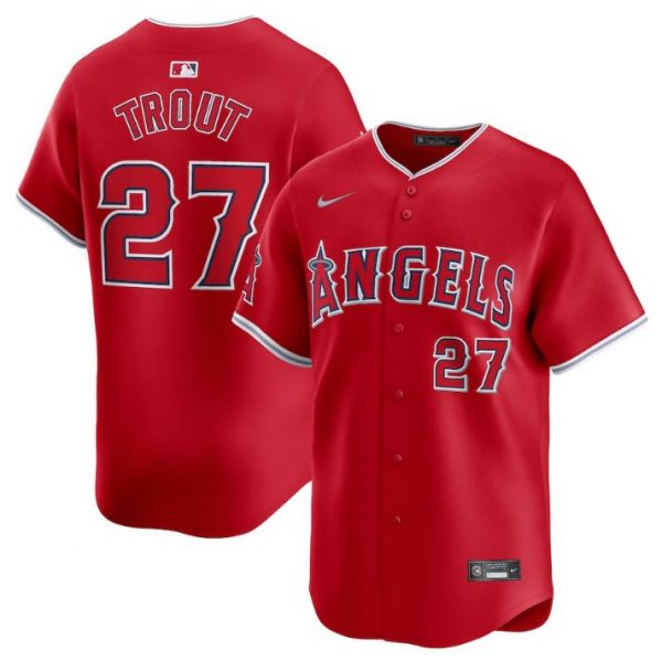 Men Los Angeles Angels #27 Mike Trout Red Alternate Limited Stitched Baseball Jersey