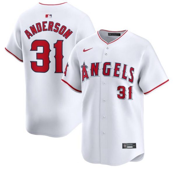 Men Los Angeles Angels #31 Tyler Anderson White Home Limited Stitched Baseball Jersey